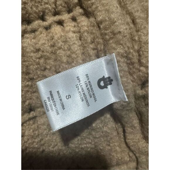 Spiritual Gangster Brown tan merino wool blend open front knit cardigan sweater - Picture 4 of 8